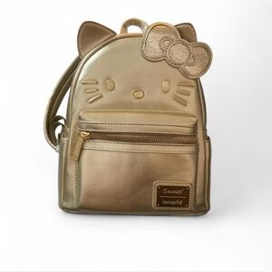 Loungefly Sanrio Hello Kitty 50th Anniversary Metallic Gold Mini Backpack NWT